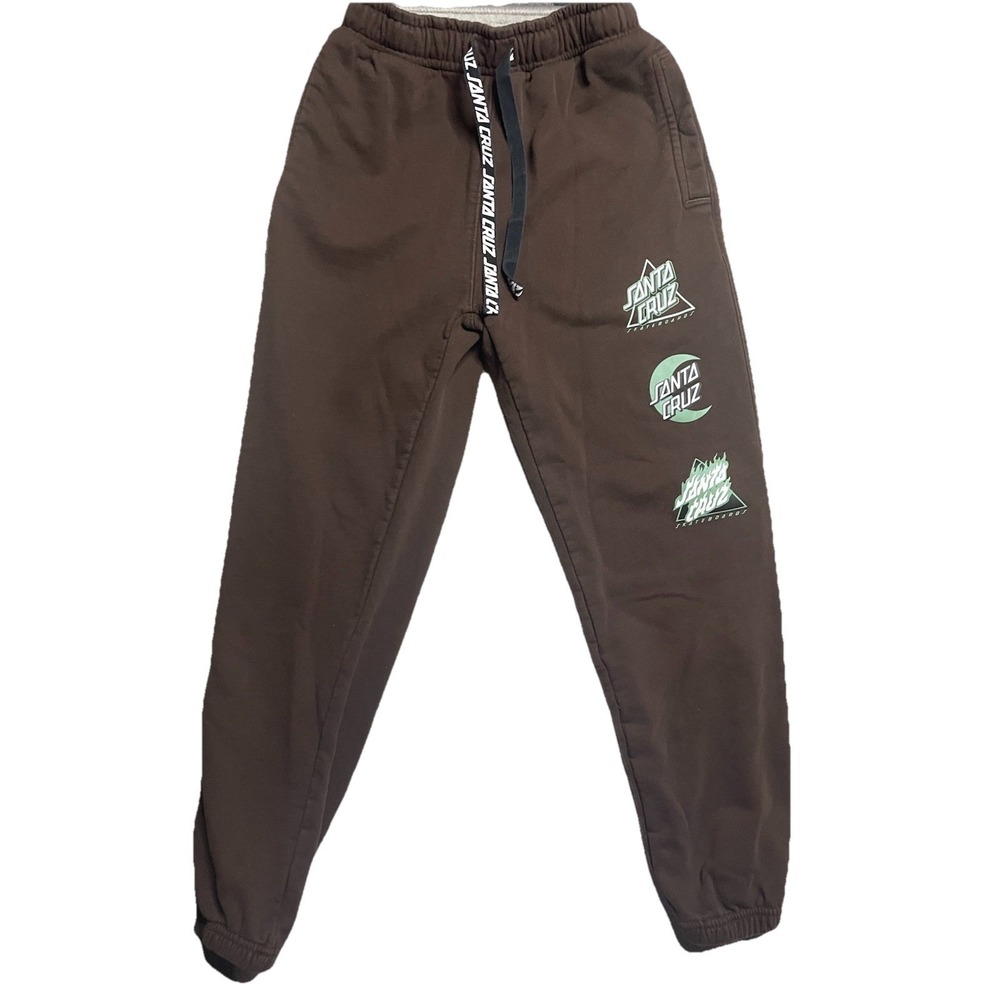 Santa Cruz Logo Pants Men's Small Skateboard Snowboard MTB BMX Brown Drawstring